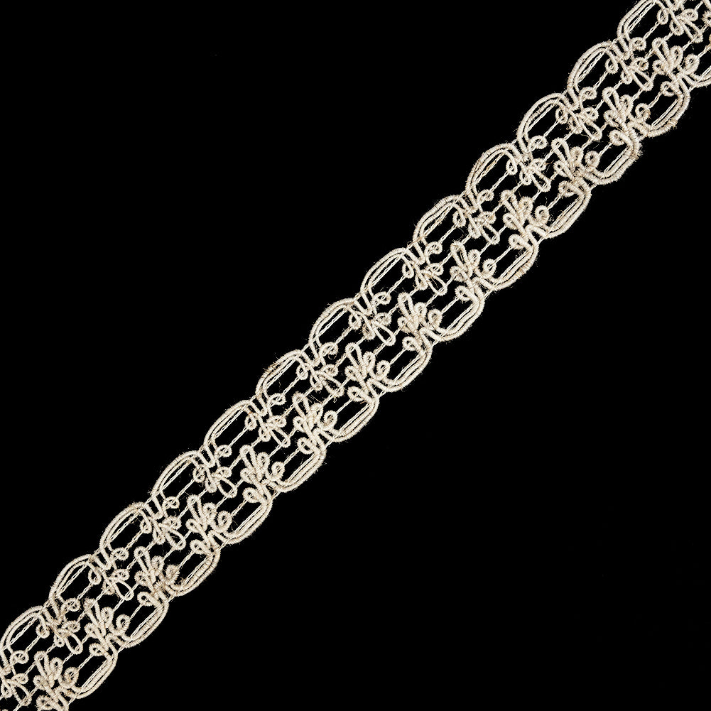 Natural Rhythmic Swirls Crochet Lace Trimming - 1.25"