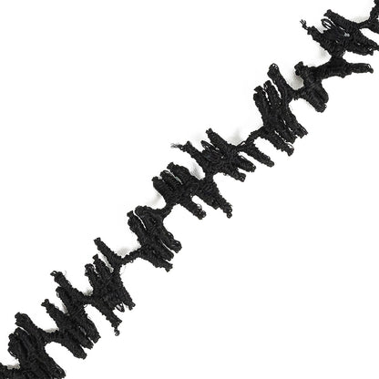 Black Heartbeat Schiffli Lace Trimming - 0.625" Detail