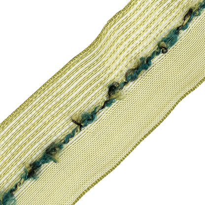 Olive and Hunter Green Boucle Wired Organza Ribbon - 1.5" Detail