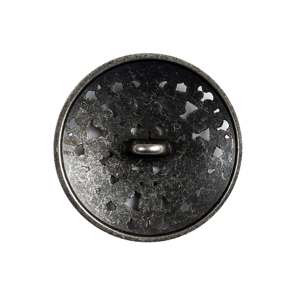 Gunmetal Floral Cast Metal Shank Back Button - 40L/25.5mm Detail