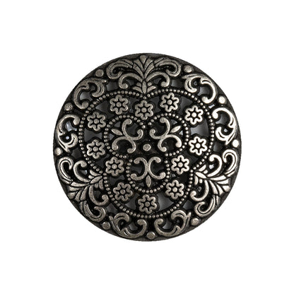 Gunmetal Floral Cast Metal Shank Back Button - 40L/25.5mm