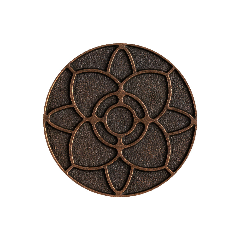 Italian Copper Floral Metal Shank Back Button - 40L/25.5mm