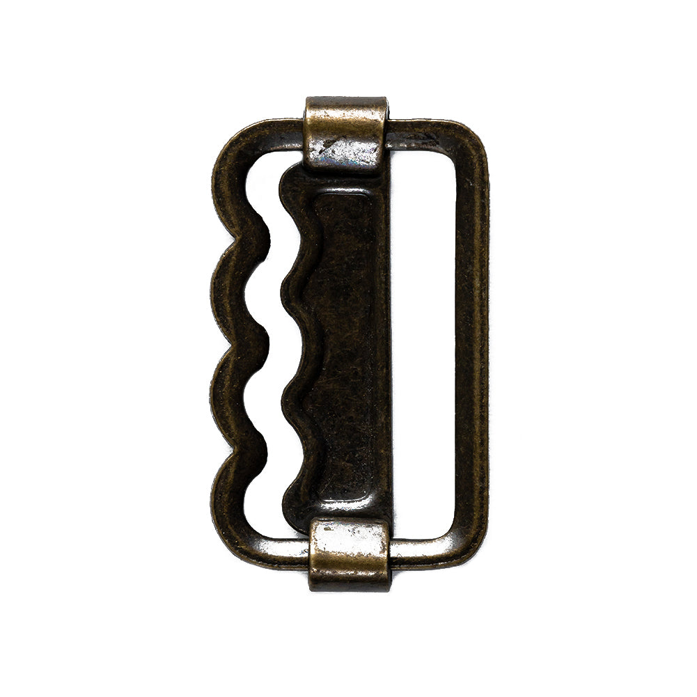 Antique Gold Wavy Metal Slider - 0.625" x 1.125" Detail