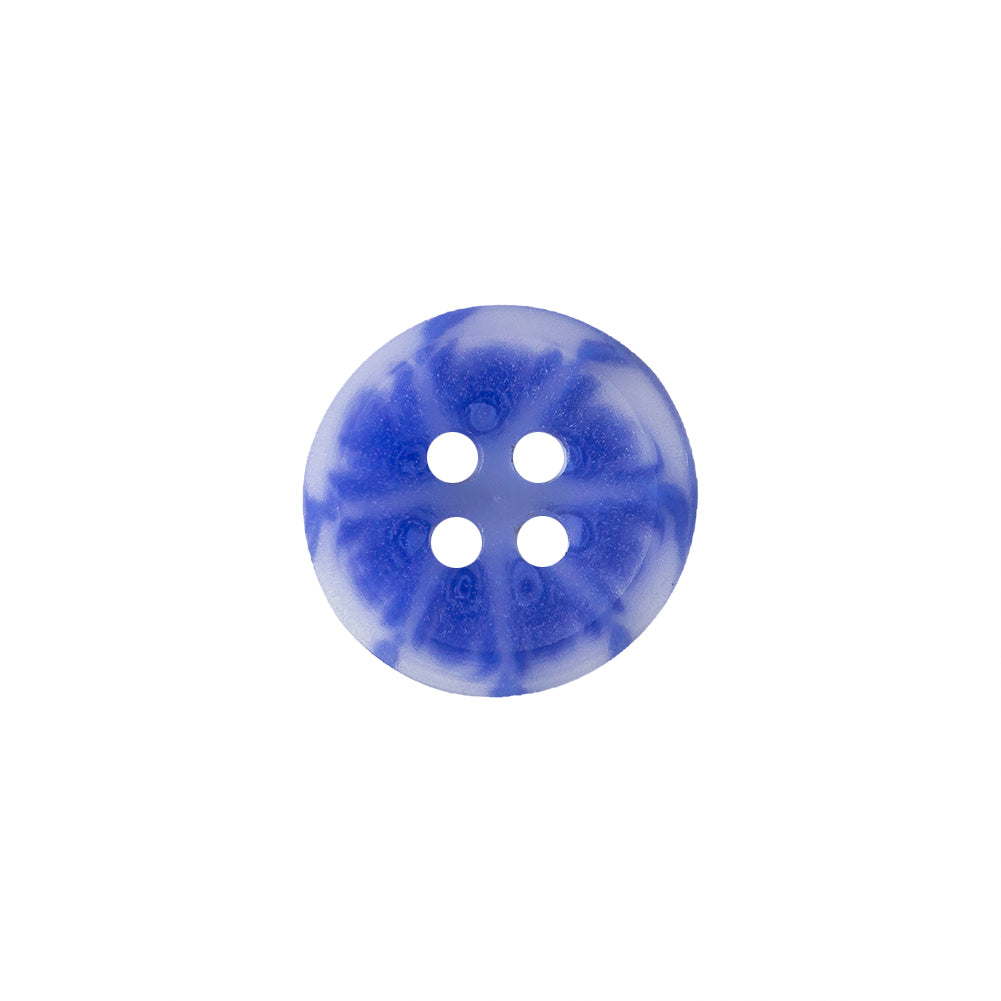 Transparent and Blue Swirls 4-Hole Saucer Button - 24L/15mm