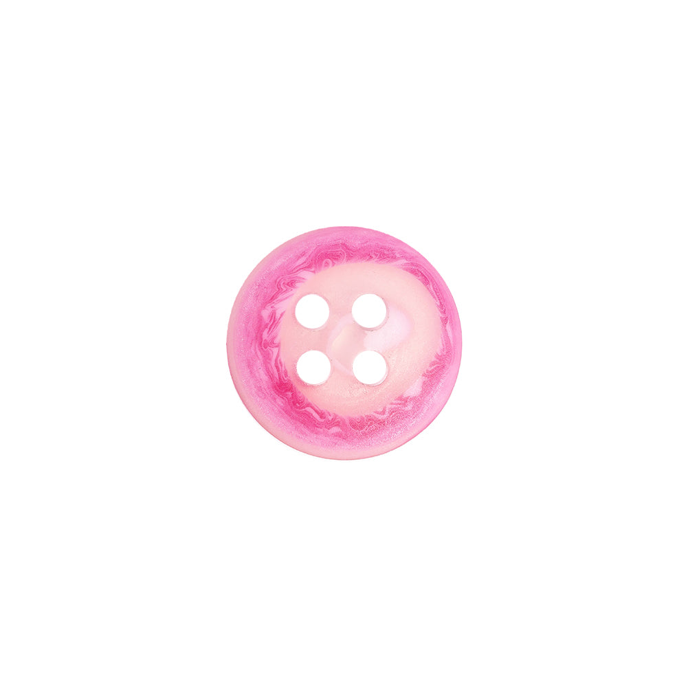 Transparent and Hot Pink Swirl 4-Hole Low Convex Button - 20L/12.5mm