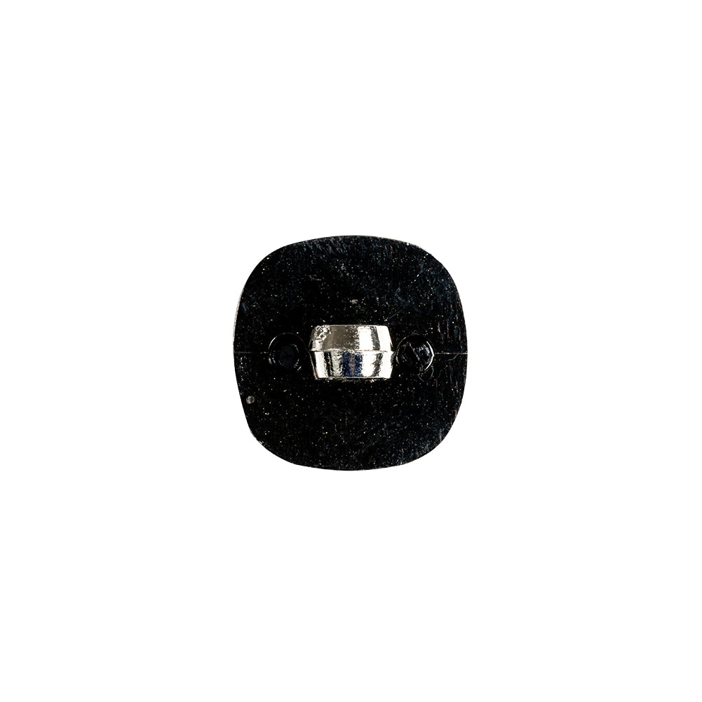 Black and Silver 2-Piece Dome-Shaped Rounded Square Shank Back Button - 24L/15mm Detail