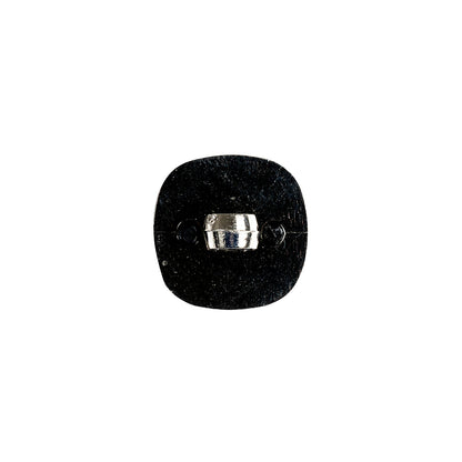 Black and Silver 2-Piece Dome-Shaped Rounded Square Shank Back Button - 24L/15mm Detail