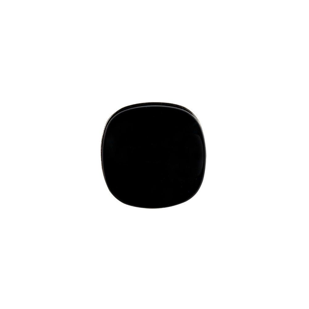 Black and Silver 2-Piece Dome-Shaped Rounded Square Shank Back Button - 24L/15mm