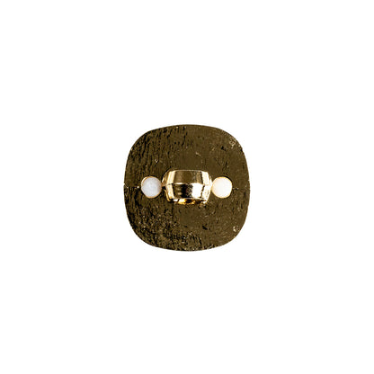 White and Gold 2-Piece Dome-Shaped Rounded Square Shank Back Button - 24L/15mm Detail