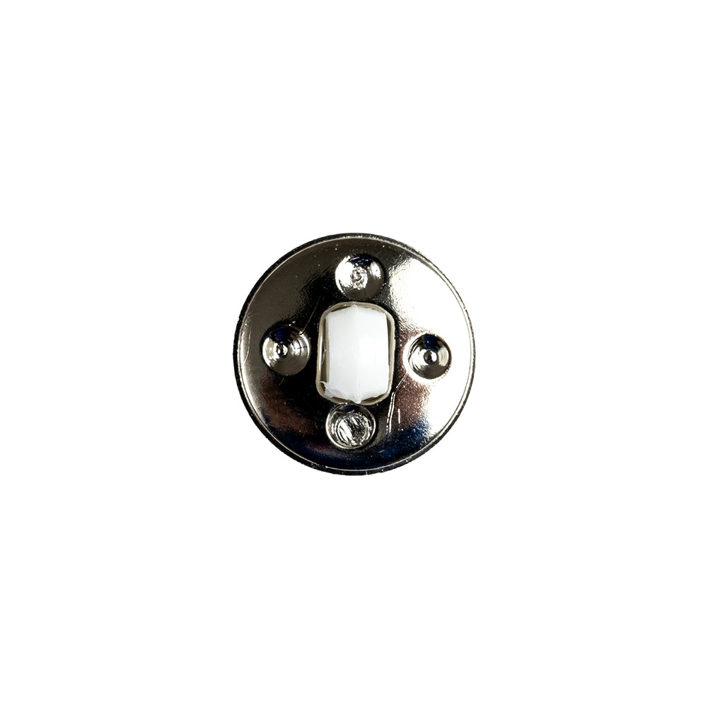 White and Silver 2-Piece Cone-Shaped Shank Back Button - 20L/12.5mm Detail