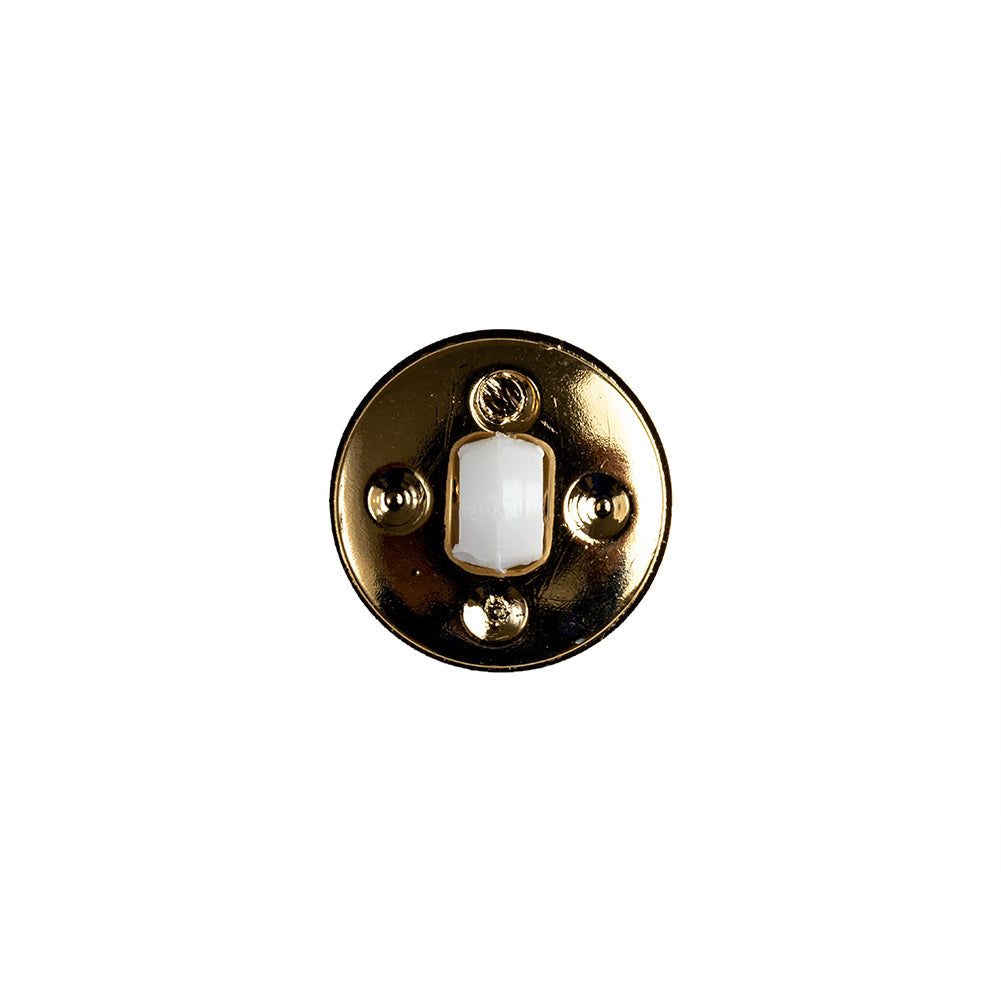 White and Gold 2-Piece Cone-Shaped Shank Back Button - 22L/14mm Detail