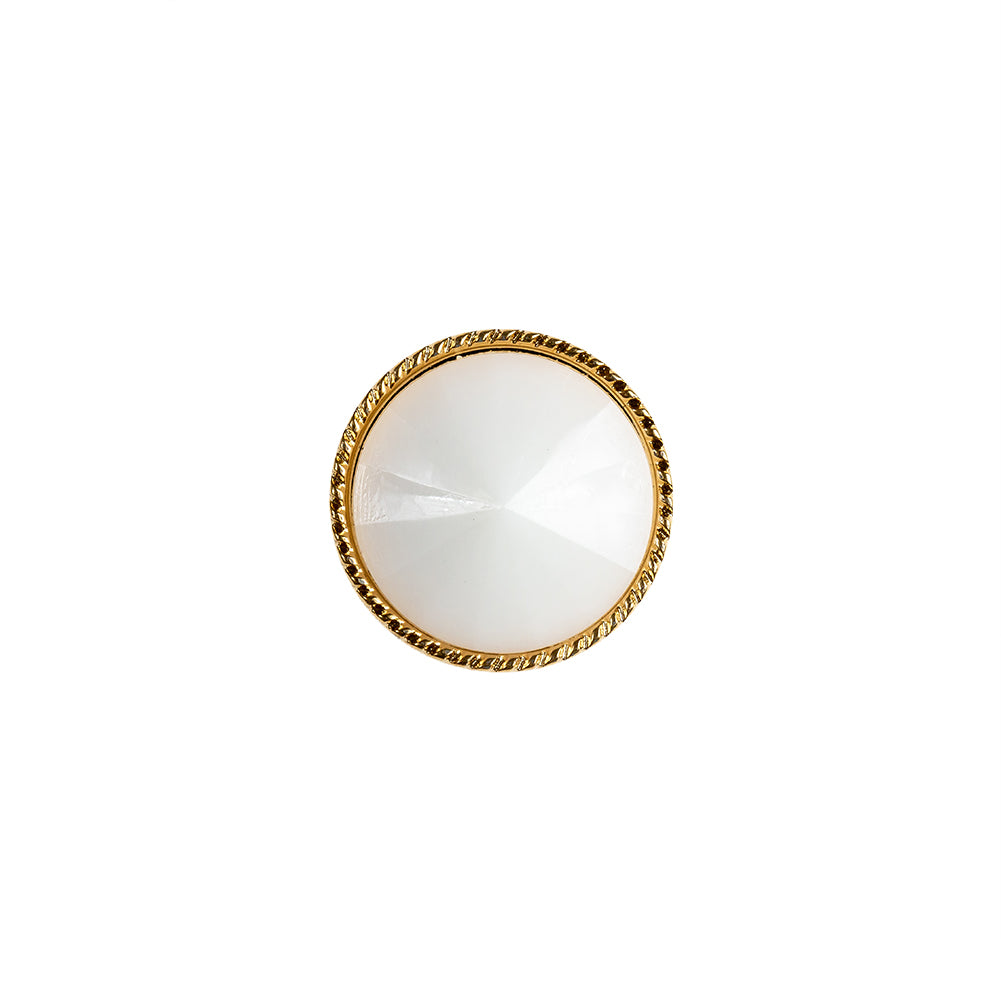 White and Gold 2-Piece Cone-Shaped Shank Back Button - 22L/14mm