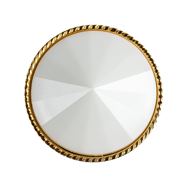 White and Gold 2-Piece Cone-Shaped Shank Back Button - 45L/29mm