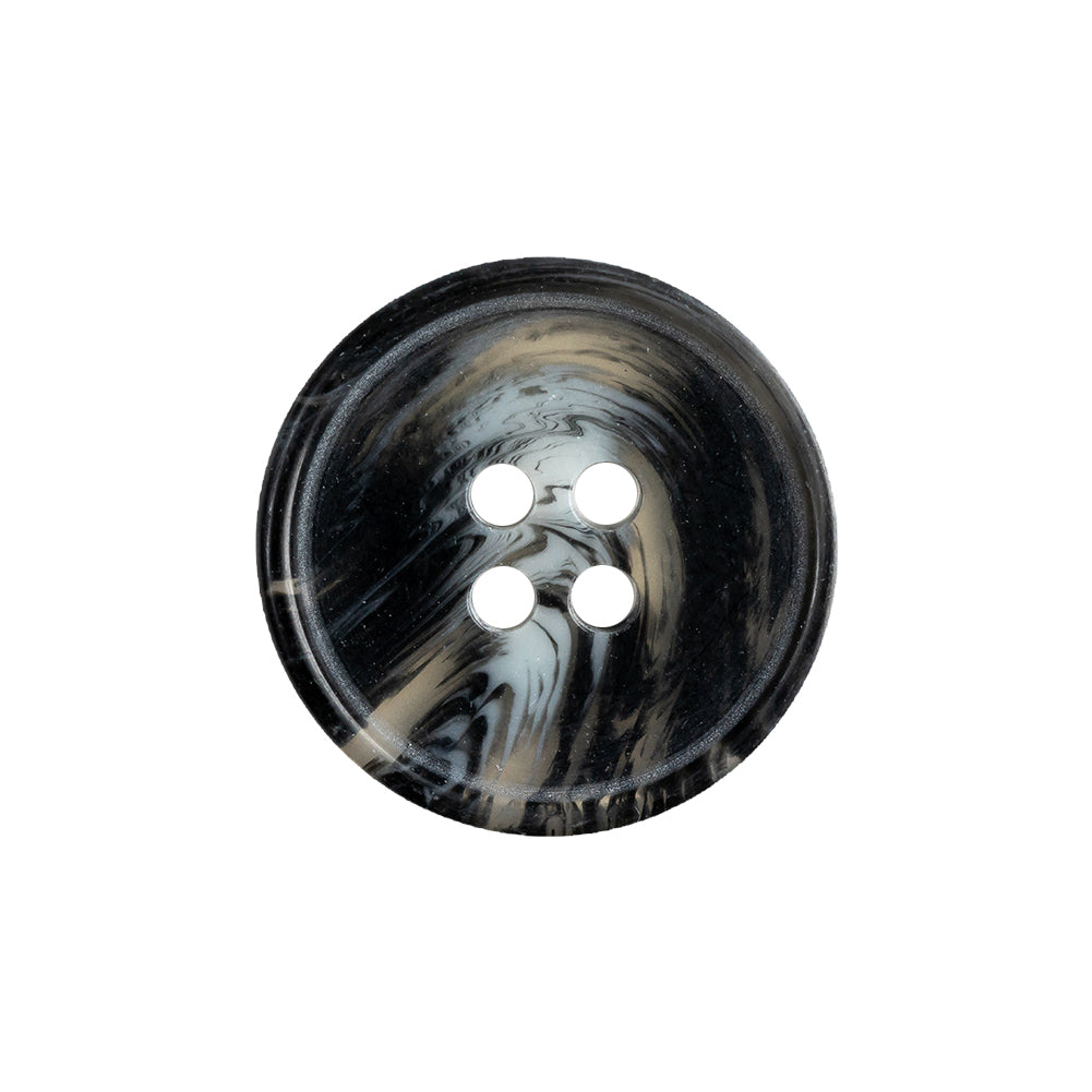 Black, Transparent and Gray Narrow Rimmed Button - 35L/22mm