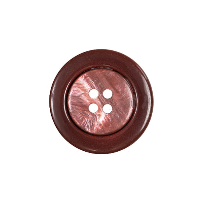 Russet Iridescent Marbled 4-Hole Set-in Button with Burgundy Rim - 33L/21mm