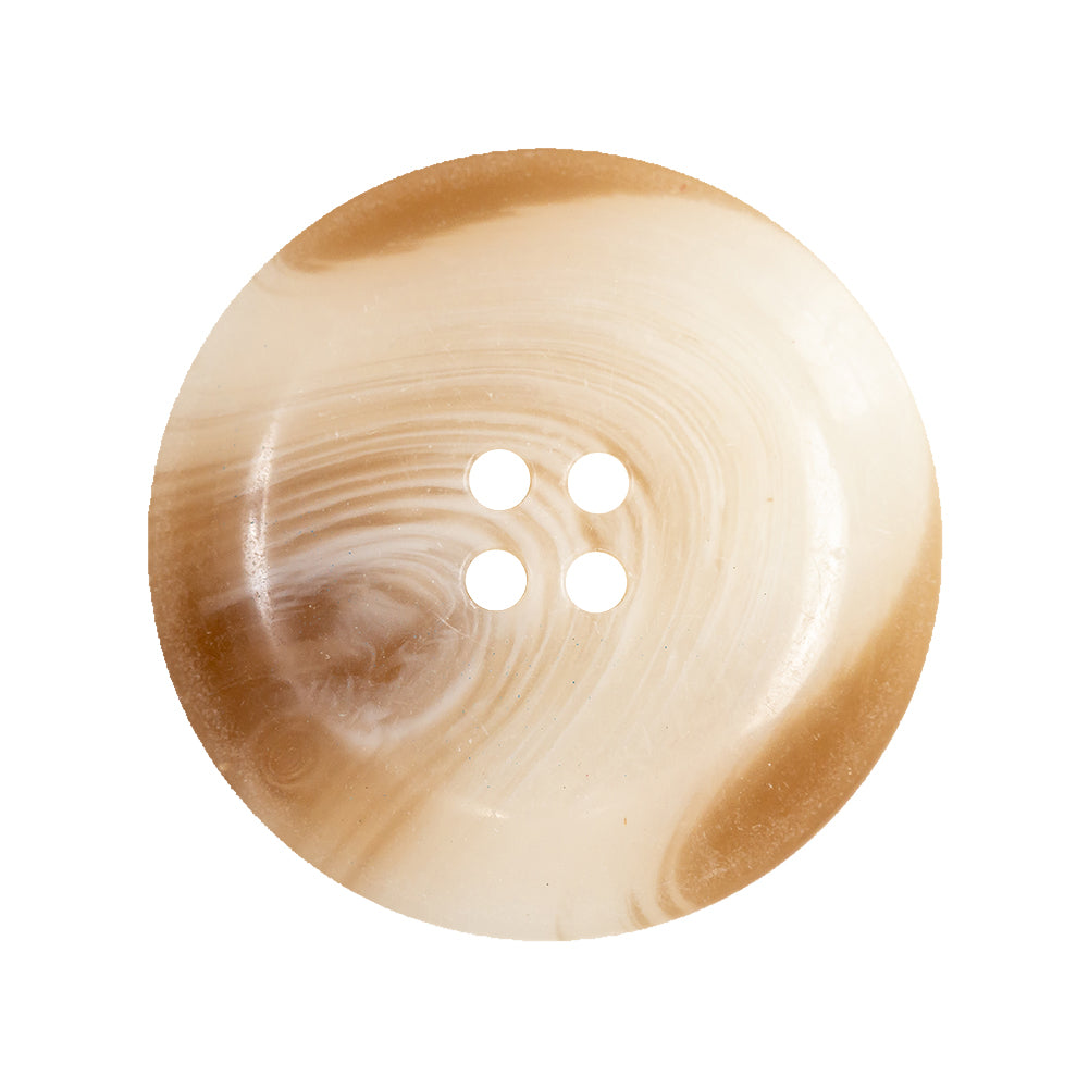 Milky White and Rawhide Translucent Swirl 4-Hole Plastic Saucer Button - 44L/28mm Detail