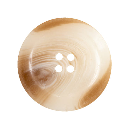 Milky White and Rawhide Translucent Swirl 4-Hole Plastic Saucer Button - 44L/28mm Detail