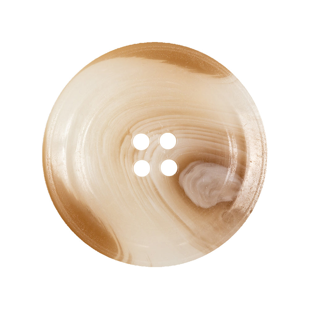 Milky White and Rawhide Translucent Swirl 4-Hole Plastic Saucer Button