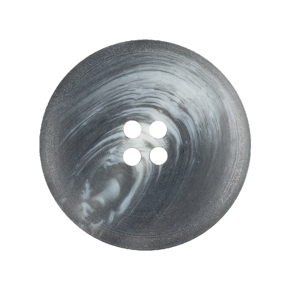 Gray and Silver Cloud Swirled 4-Hole Shallow Plate Plastic Button - 44L/28mm Detail