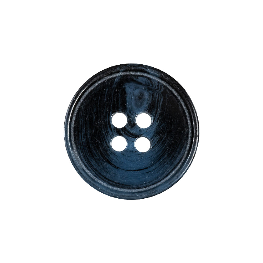 Deep Navy and Blue Swirled 4-Hole Narrow Rimmed Plastic Button - 33L/21mm