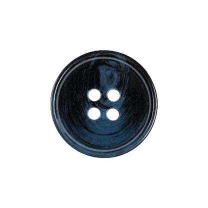 Deep Navy and Blue Swirled 4-Hole Narrow Rimmed Plastic Button - 33L/21mm