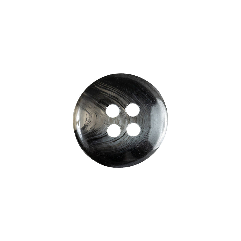 Silver Cloud, Inkblot and Transparent 4-Hole Tire Rimmed Plastic Button - 24L/15mm Detail