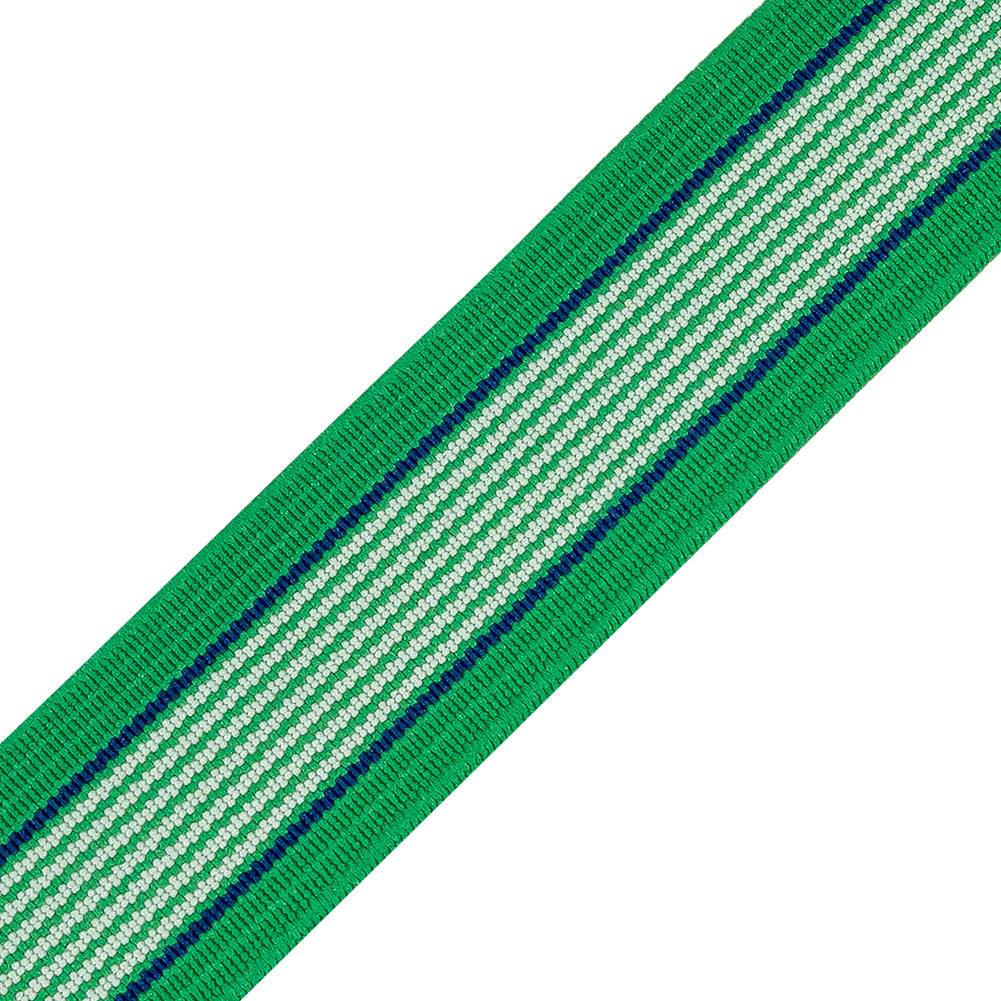 Frosty Green, White and Limoges Striped Elastic - 1" Detail