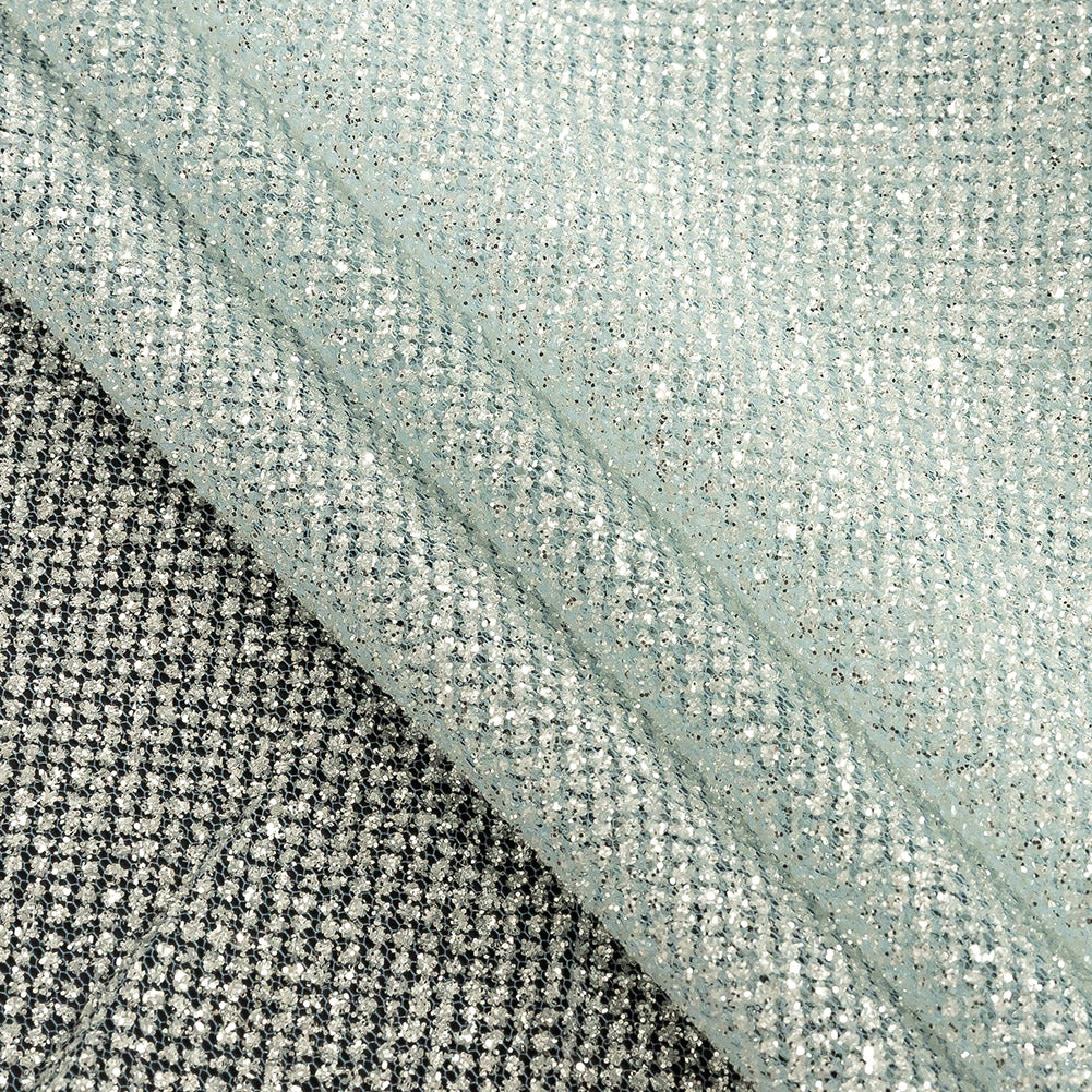 Tulle with Metallic Platinum Glitter - Sapphire - Platina Collection Folded