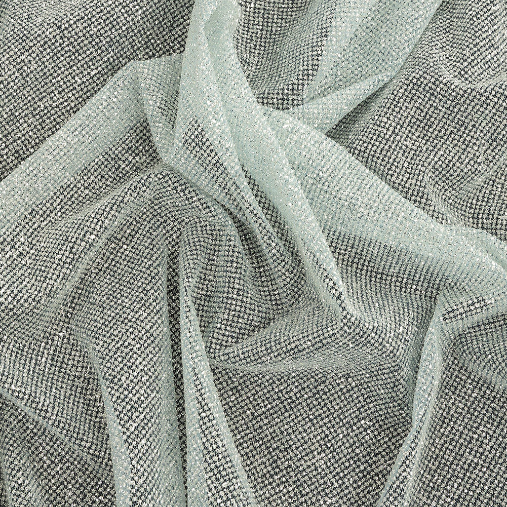 Tulle with Metallic Platinum Glitter - Sapphire - Platina Collection