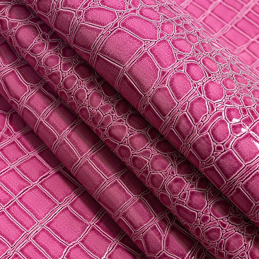 Faux Crocodile Patent Leather - Dark Pink - Brisbane Collection