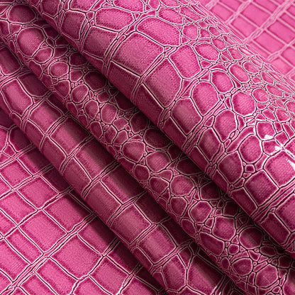 Faux Crocodile Patent Leather - Dark Pink - Brisbane Collection