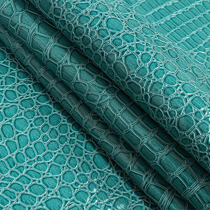 Faux Crocodile Patent Leather - Turquoise - Brisbane Collection