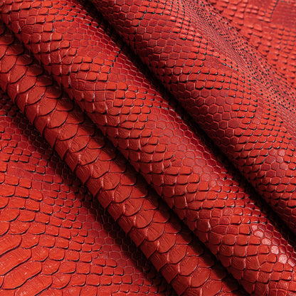 Python Embossed Vinyl - Pompeian Red Folded