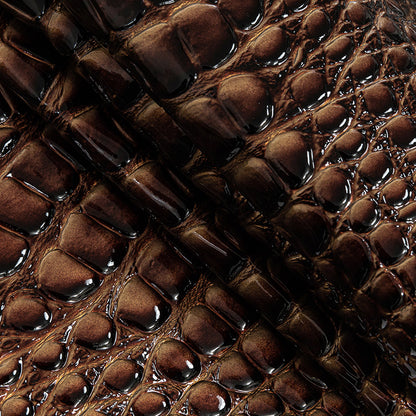 Metallic Bronze and Brown Patent Crocodile Vinyl Folded