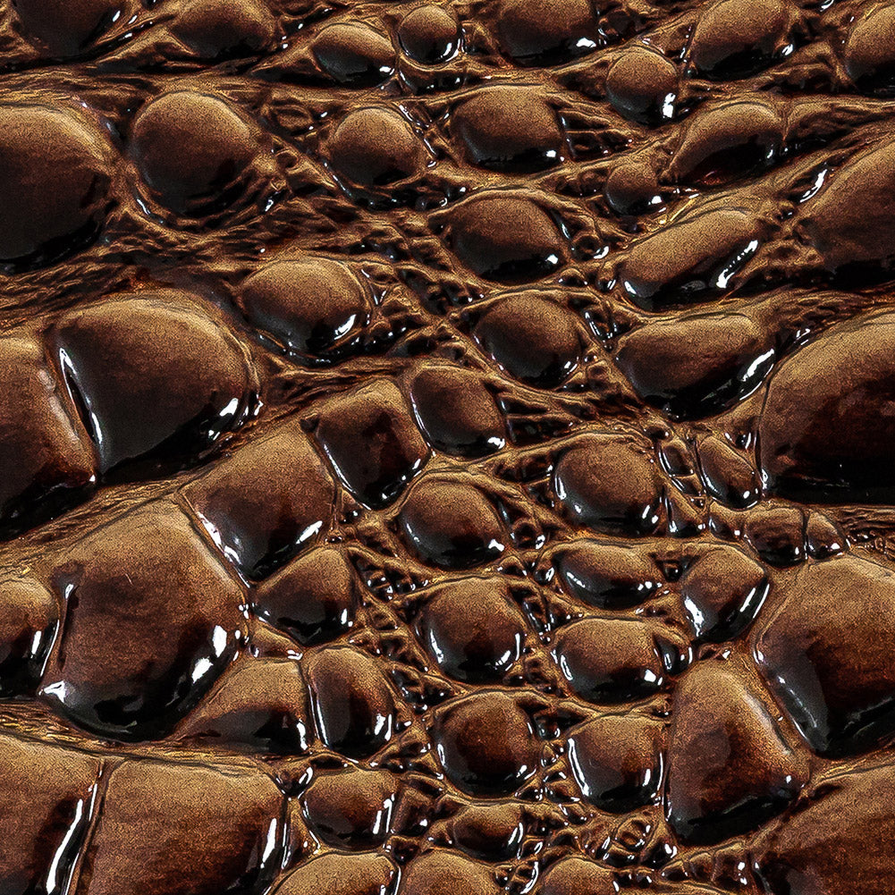 Metallic Bronze and Brown Patent Crocodile Vinyl Detail
