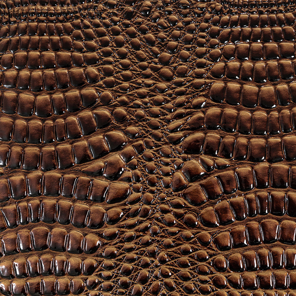 Metallic Bronze and Brown Patent Crocodile Vinyl