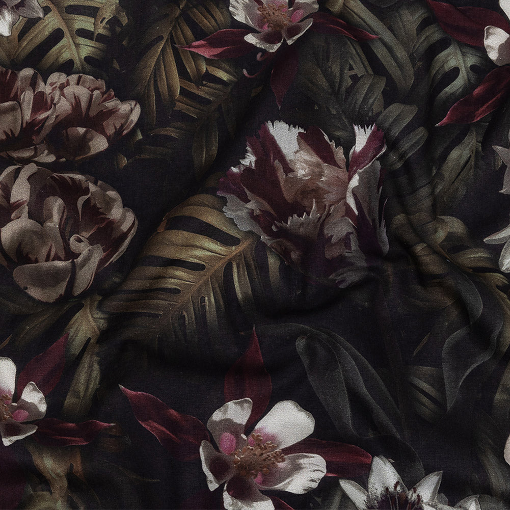 Mercerized Organic Egyptian Cotton Voile - Shadow Lilies - Toulouse Collection