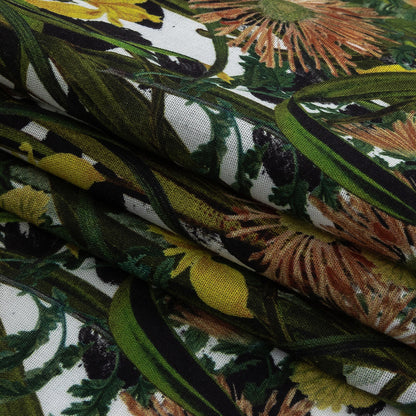 Mercerized Organic Egyptian Cotton Voile - Spotted Iris and Chrysanthemums - Toulouse Collection