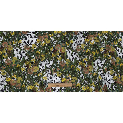 Mercerized Organic Egyptian Cotton Voile - Spotted Iris and Chrysanthemums - Toulouse Collection