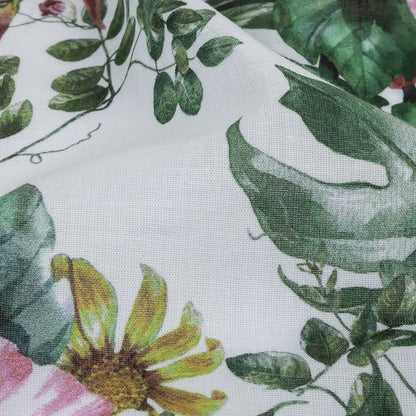 Mercerized Organic Egyptian Cotton Voile - Coral Florals and Foliage - Toulouse Collection