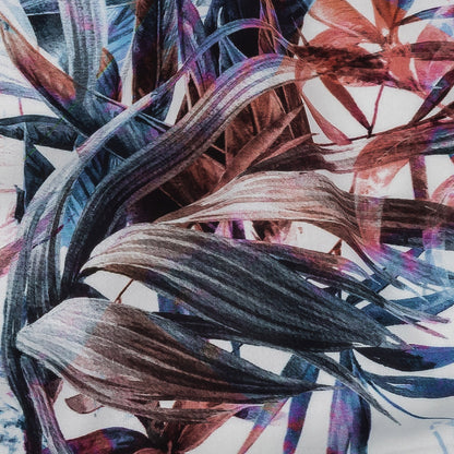 Mercerized Organic Egyptian Cotton Shirting - Blue and Salmon Rose Tropical Oasis - Ravello Collection