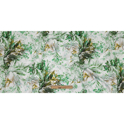 Mercerized Organic Egyptian Cotton Shirting - Green and Yellow Tropical Oasis - Ravello Collection