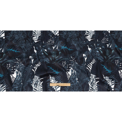 Mercerized Organic Egyptian Cotton Shirting - Total Eclipse Tropical Leaves - Ravello Collection