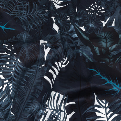Mercerized Organic Egyptian Cotton Shirting - Total Eclipse Tropical Leaves - Ravello Collection