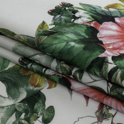 Mercerized Organic Egyptian Cotton Shirting - Crabapple Florals and Foliage - Ravello Collection