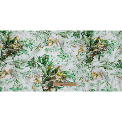 Organic Viscose Batiste - Green and Yellow Tropical Oasis - Loreto Collection