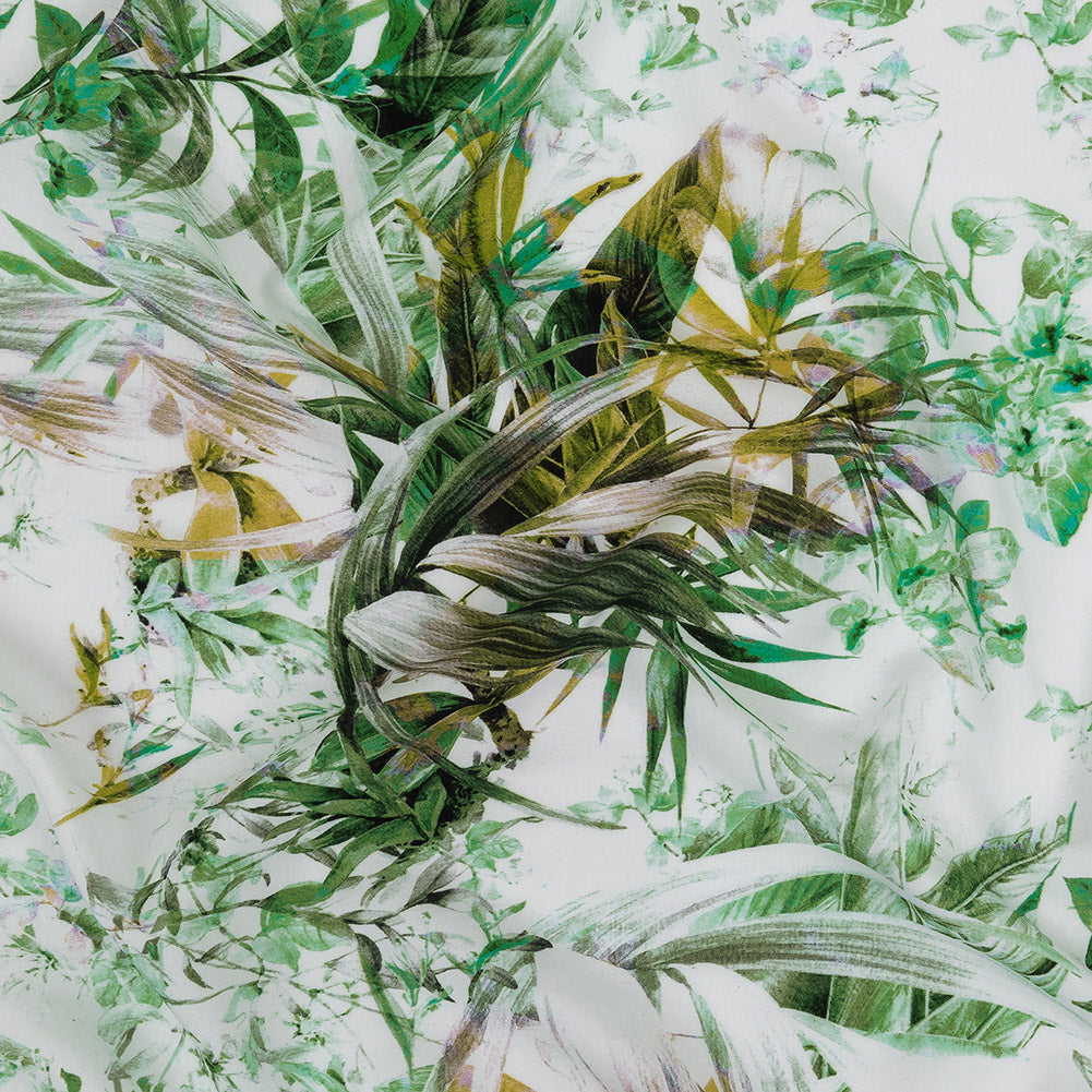 Organic Viscose Batiste - Green and Yellow Tropical Oasis - Loreto Collection