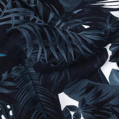 Organic Viscose Batiste - True Teal Tropical Leaves - Loreto Collection