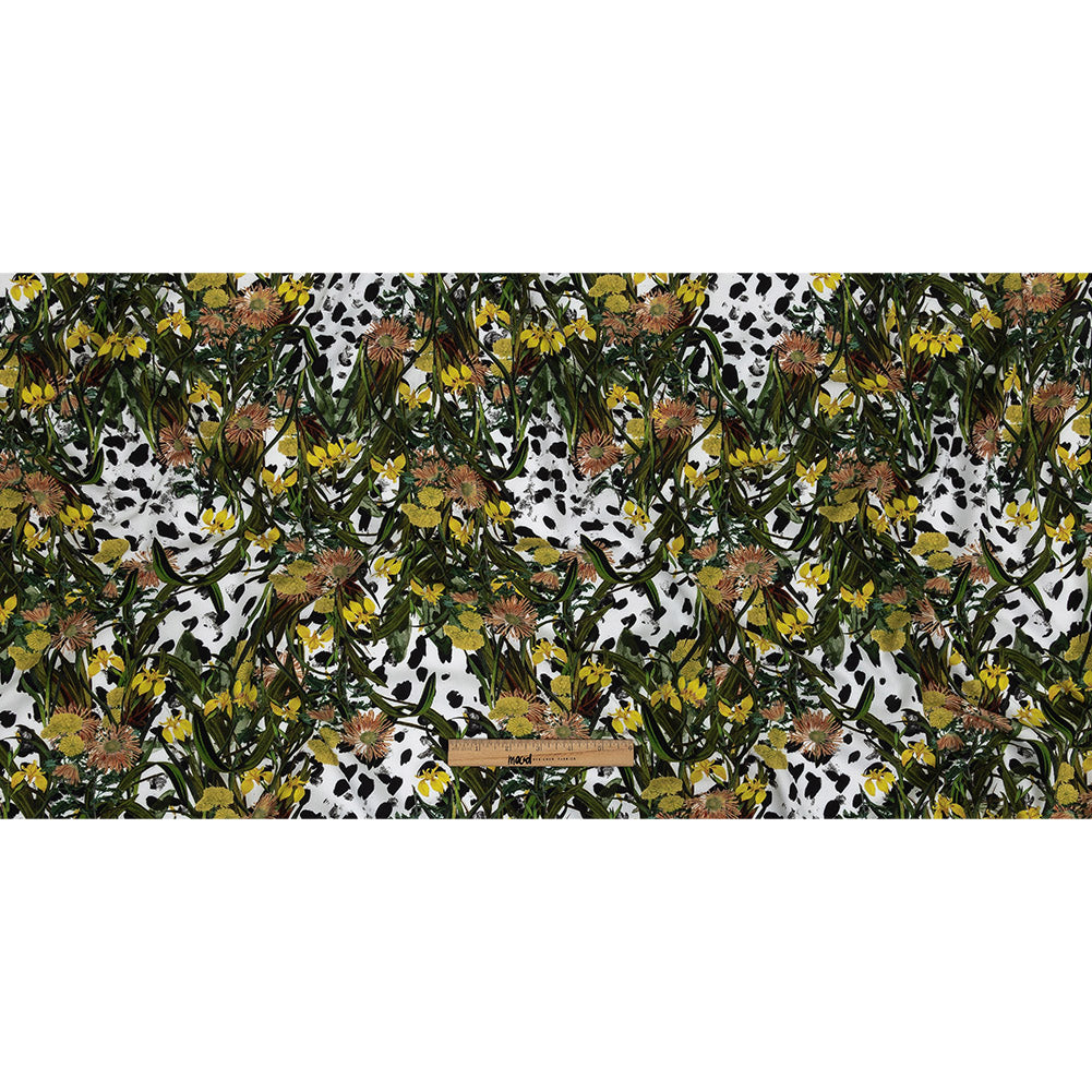 Organic Viscose Batiste - Spotted Iris and Chrysanthemums - Loreto Collection