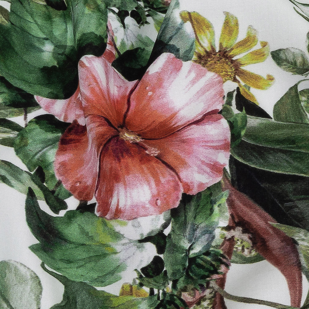 Organic Viscose Batiste - Coral Florals and Foliage - Loreto Collection